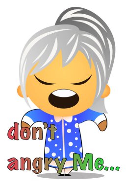 Büyükanne kızgın, illüstrasyon, beyaz arka plan üzerinde vektör.