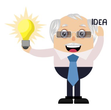 Yaşlı adam fikir, illüstrasyon, beyaz arka plan üzerinde vektör yaşıyor