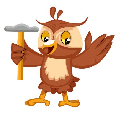 Çekiçli baykuş, illüstrasyon, beyaz arka plan üzerinde vektör.