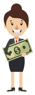 Paralı kadın, illüstrasyon, beyaz arka plan üzerinde vektör.