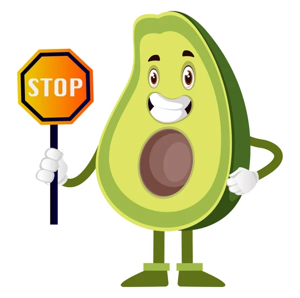 Abacate com stop sign, ilustração, vetor sobre fundo branco —  Vetores de Stock