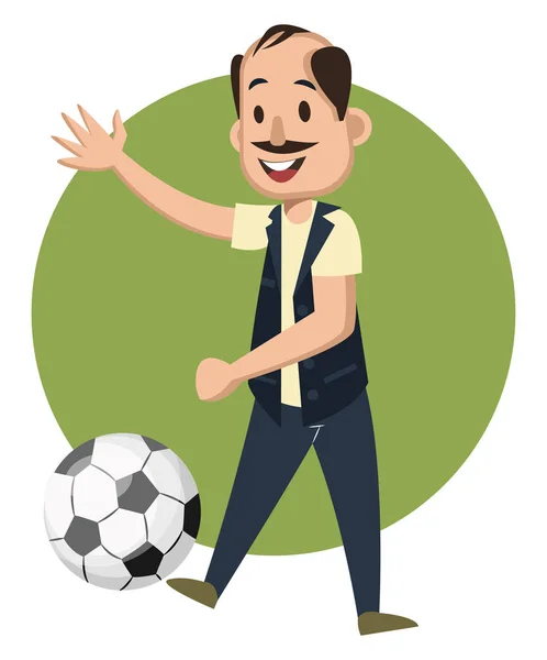 Man playing football, illustration, vector on white background. — Stock Vector