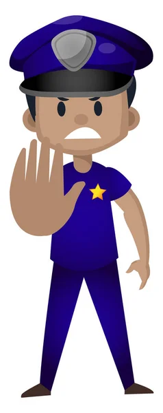 Policía está mostrando stop gesture, ilustración, vector en blanco — Archivo Imágenes Vectoriales