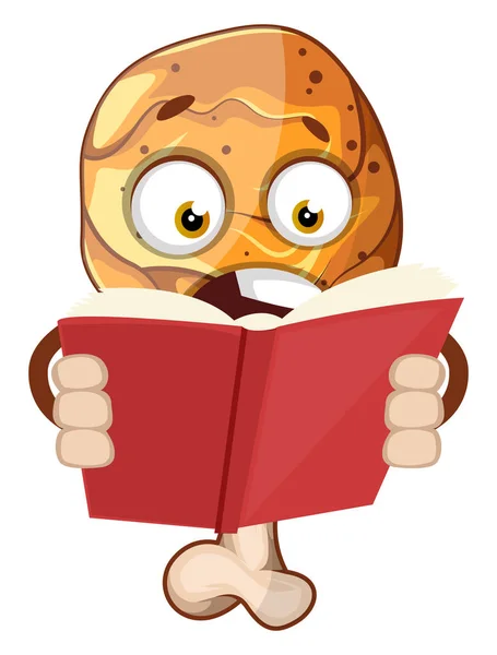 Έκπληκτος πόδι κοτόπουλο διαβάζοντας ένα βιβλίο, εικόνα, διάνυσμα σε WH — Διανυσματικό Αρχείο