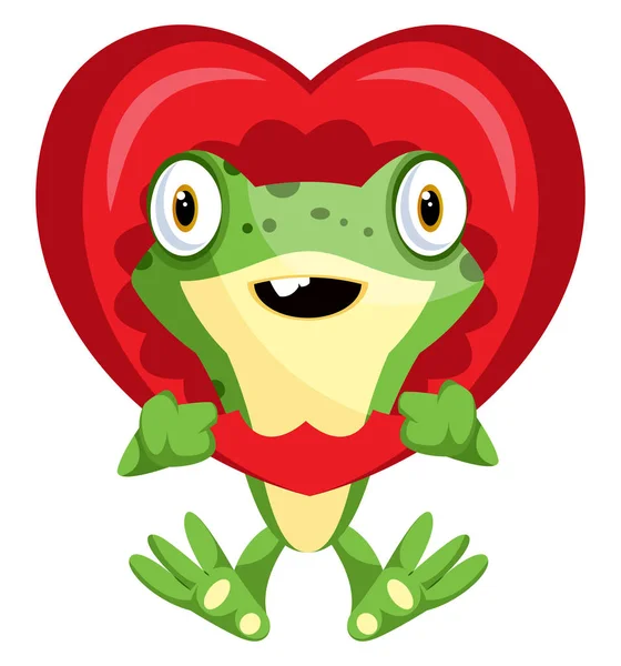 Cute frog in love, illustration, vector on white background. — Stock Vector