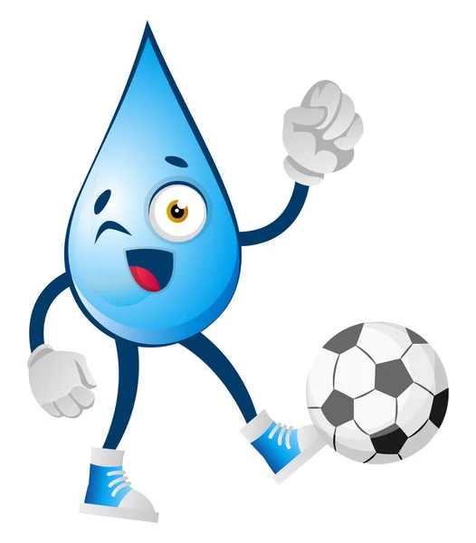 Water drop with football, illustration, vector on white backgrou — Stock Vector