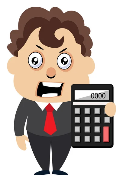 Man with calculator, illustration, vector on white background. — Stock Vector