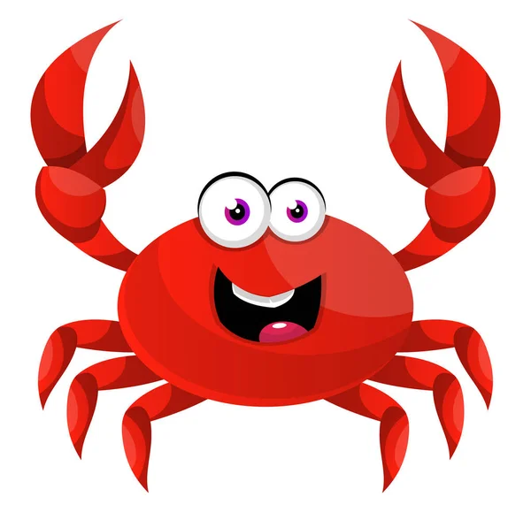 快乐的红螃蟹，图例，白色背景上的矢量. — 图库矢量图片