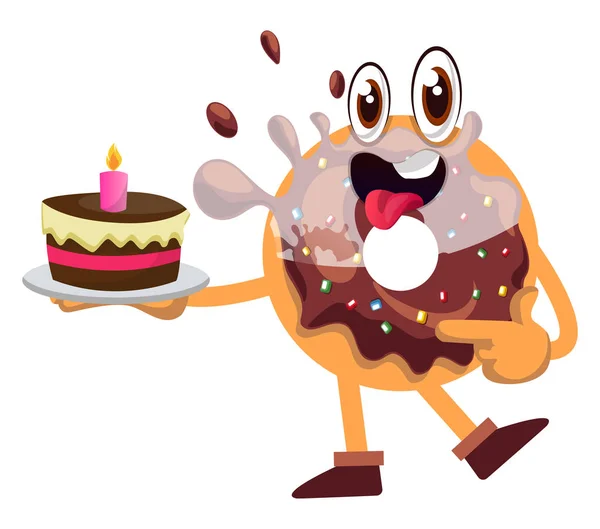 Пончик з тортами до дня народження, ілюстрація, вектор на білому фоні — стоковий вектор