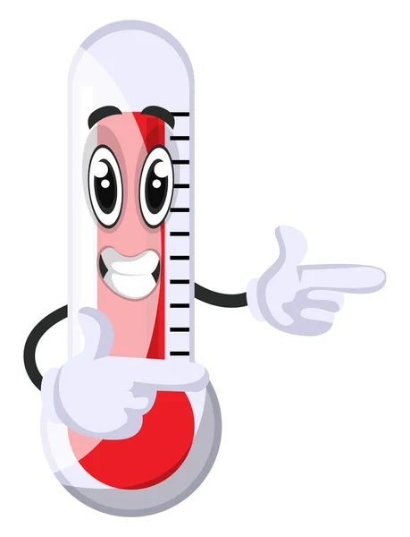 Thermometer pointing with fingers, illustration, vector on white — Stock Vector