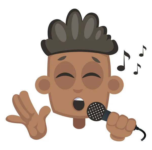 Boy singing on microphone, illustration, vector on white backgro — Stock Vector