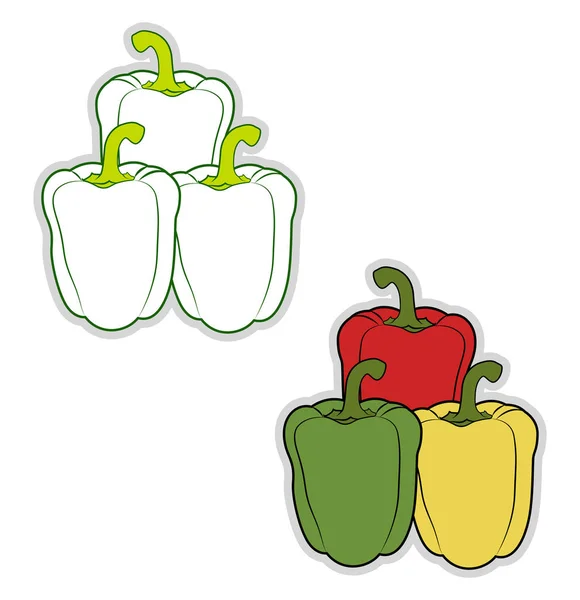 Capsicum frais, illustration, vecteur sur fond blanc . — Image vectorielle