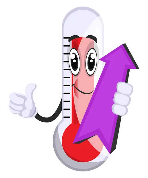 Thermometer with arrow sign, illustration, vector on white backg — Stock Vector