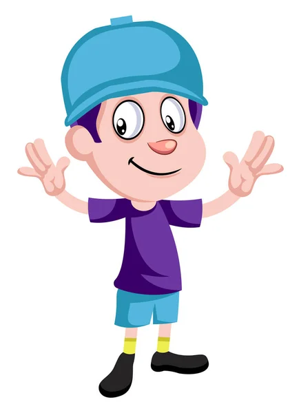 Happy boy with hat, illustration, vector on white background. — Stock Vector