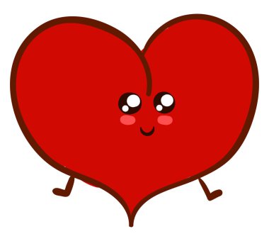 Gözleri ile Sevimli kalp, illüstrasyon, beyaz arka plan vektör.