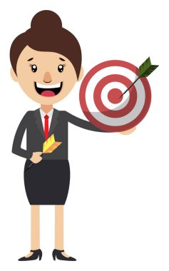 Beyaz arka planda hedef, illüstrasyon, vektör ile kadın.