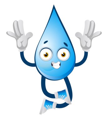 Su damlası atlama, illüstrasyon, beyaz arka plan vektör.