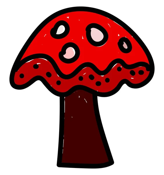 Röd svamp, illustration, vektor på vit bakgrund. — Stock vektor