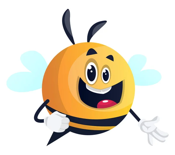 Abeja con cara feliz, ilustración, vector sobre fondo blanco . — Archivo Imágenes Vectoriales