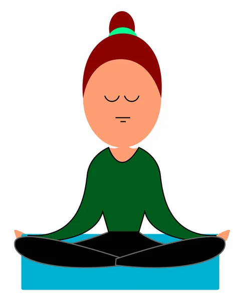 Frau beim Yoga, Illustration, Vektor auf weißem Hintergrund. — Stockvektor