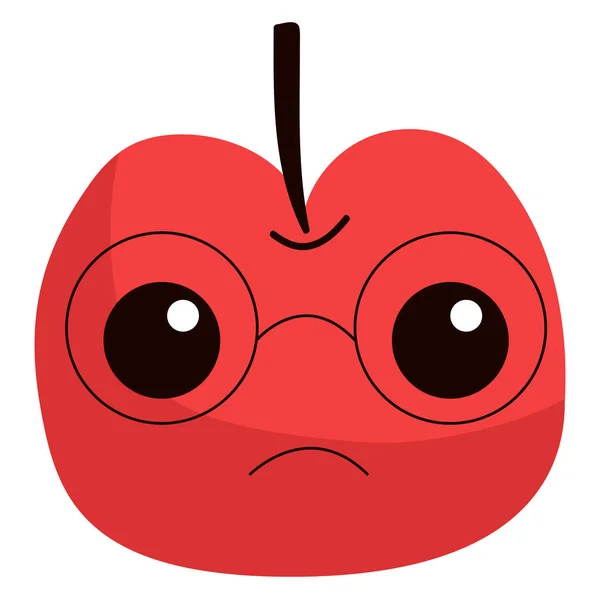 Triste manzana roja, ilustración, vector sobre fondo blanco — Vector de stock