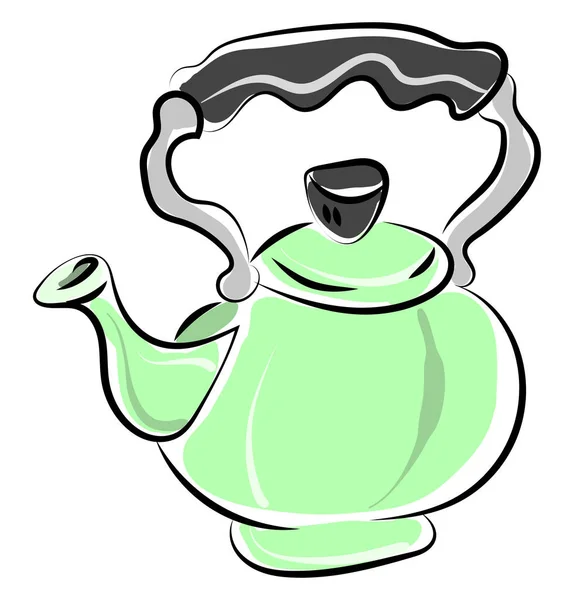 Green teapot, illustration, vector on white background. — Stock Vector