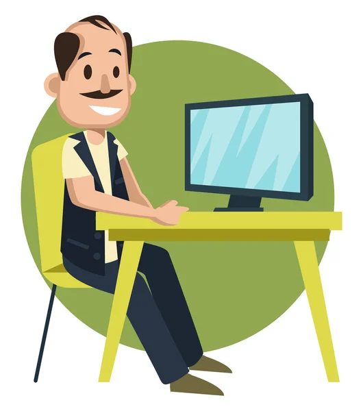 Man watching tv, illustration, vector on white background. — Stock Vector