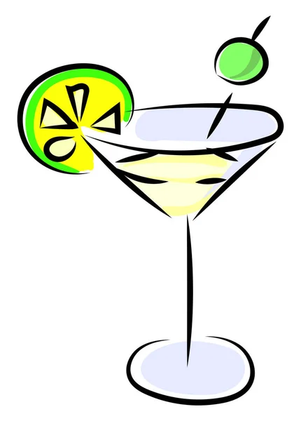 Cocktail com limão, ilustração, vetor sobre fundo branco . —  Vetores de Stock
