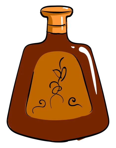 Cognac fles, illustratie, vector op witte achtergrond. — Stockvector