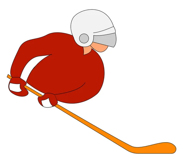 Hockey spelare på is, illustration, vektor på vit bakgrund. — Stock vektor