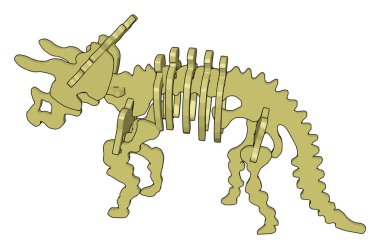 3d dinosaurus iskelet, illüstrasyon, beyaz arka plan vektör.