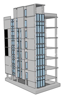 Tamamlanmamış bina, illüstrasyon, beyaz arka plan üzerinde vektör.