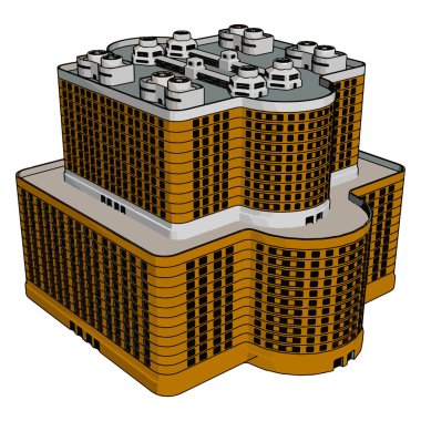 Turuncu iş binası, illüstrasyon, beyaz backgrou vektör