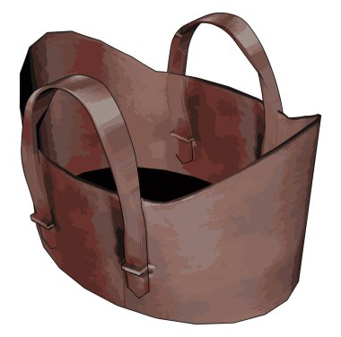 Kadın kahverengi çanta, illüstrasyon, beyaz arka plan vektör.