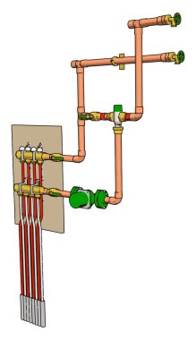 Borulu fabrika makinesi, illüstrasyon, beyaz backgr vektör