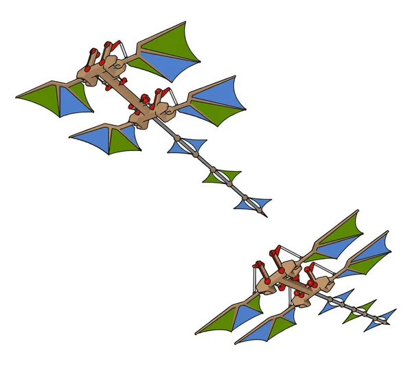 Retro létající Draková zařízení, ilustrace, vektor na bílé působivý — Stockový vektor