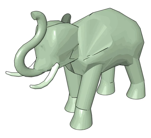 Modèle 3D d'éléphant, illustration, vecteur sur fond blanc . — Image vectorielle