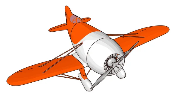 Witte en rode oude retro vliegtuig, illustratie, vector op witte BAC — Stockvector