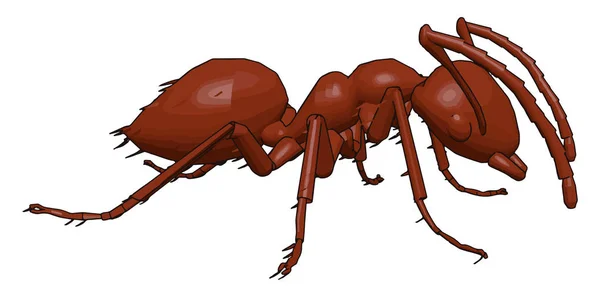 3D red ant, illustration, vector on white background. — Stock Vector