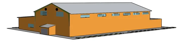橙色建筑，插图，白色背景上的矢量. — 图库矢量图片