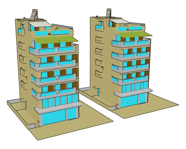 Wohnhaus, Illustration, Vektor auf weißem Hintergrund. — Stockvektor