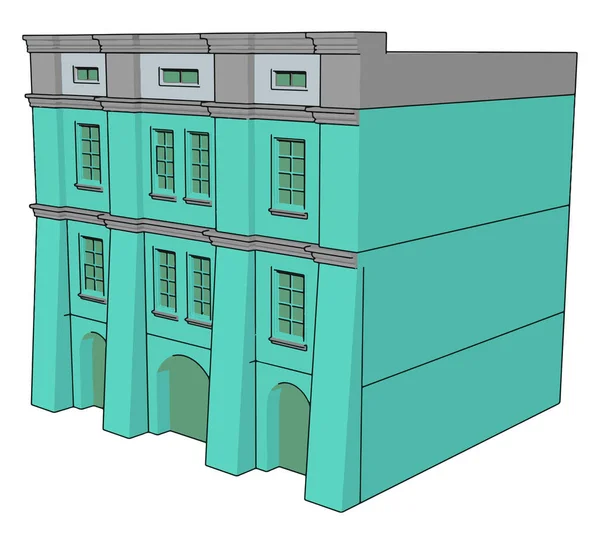 Edifício azul claro, ilustração, vetor sobre fundo branco . — Vetor de Stock