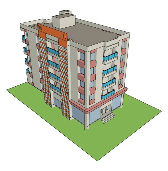 Bostadshus, illustration, vektor på vit bakgrund. — Stock vektor