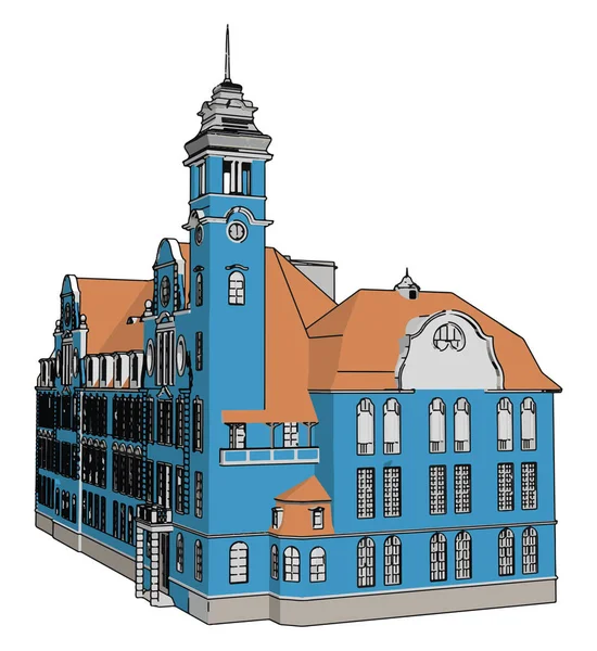 Blue Castle, illustratie, vector op witte achtergrond. — Stockvector