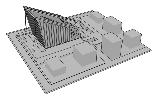 Modèle de toit du bâtiment, illustration, vecteur sur bac blanc — Image vectorielle