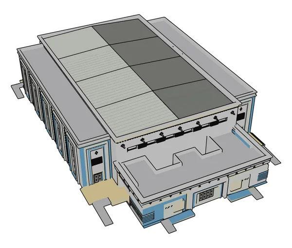 Großes Einkaufszentrum, Illustration, Vektor auf weißem Hintergrund. — Stockvektor