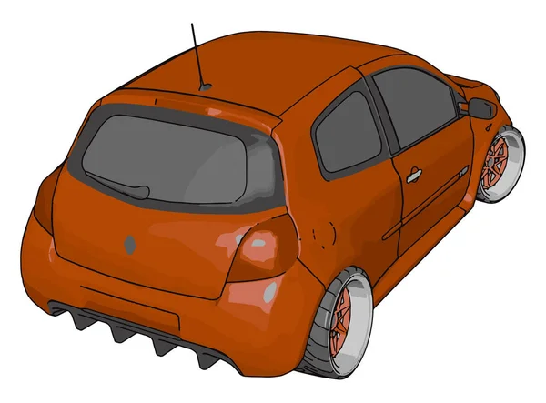 Красный Renault клио, иллюстрация, вектор на белом фоне . — стоковый вектор