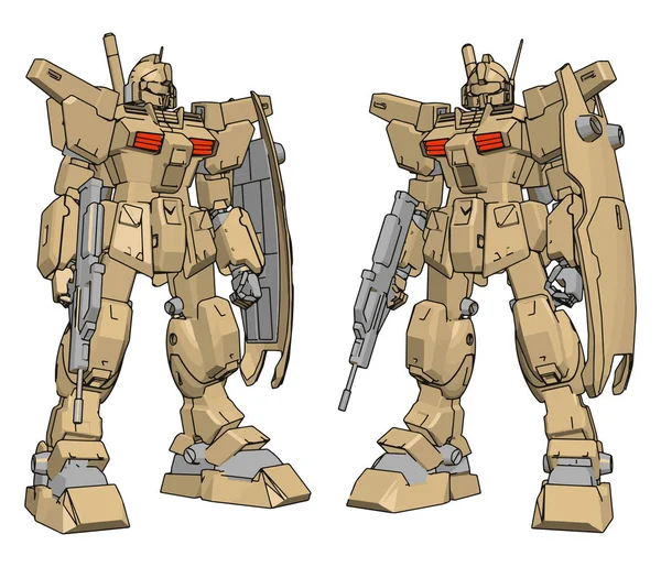 3D-modell av en robot, illustration, vektor på vit bakgrund. — Stock vektor