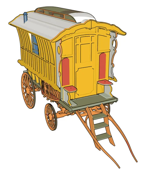 Vieux chariot jaune, illustration, vecteur sur fond blanc . — Image vectorielle