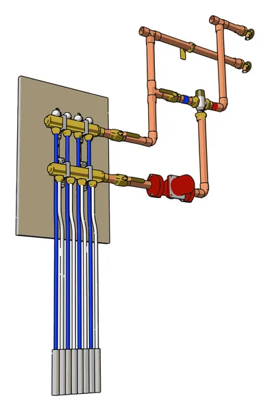 Fabrieks machine met pijpen, illustratie, vector op witte backgr — Stockvector